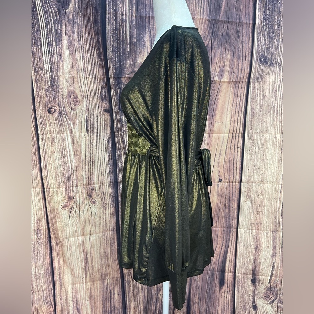 ECI New York metallic V-neck tunic blouse Women’s size L - Picture 3 of 15